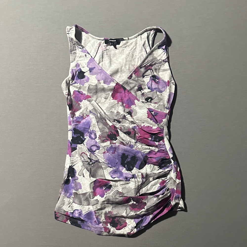 Express Purple Floral Tank Top